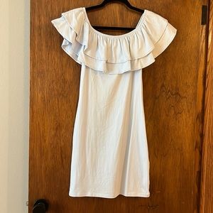 H&M Baby Blue Body Con Double Ruffle S/S Dress